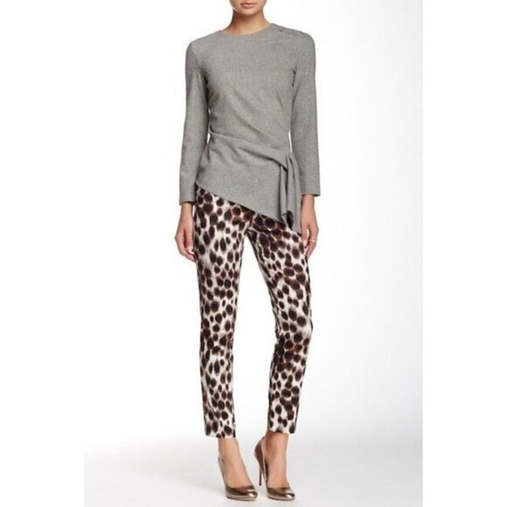 L.K. Bennett Pants Pansy Animal Print Straight Leg Pants Trousers SZ 10 New $275